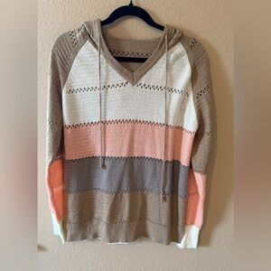 NWOT Striped Knit Hoodie Sweater.